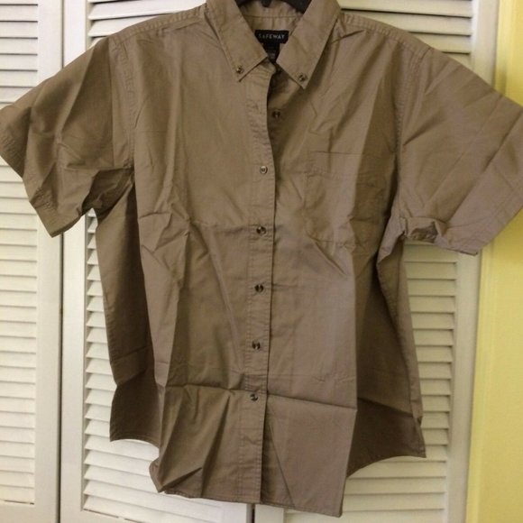 Uniform shirt women's 4XL  short sleeve khaki tan - Picture 1 of 5